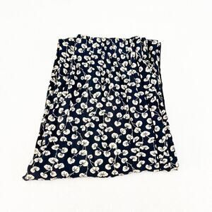 GANNI Printed Flower Straight Leg Slacks Navy Cream Size 34